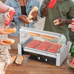Sähköinen hot dog -grilli 18 kpl 7 rullaa ruostumaton teräsrunko