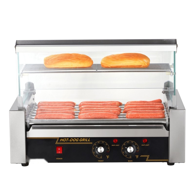 Sähköinen hot dog -grilli 18 kpl 7 rullaa ruostumaton teräsrunko