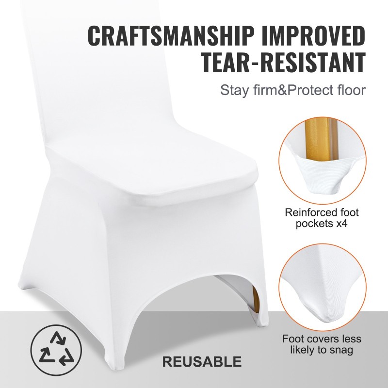 Tuolinsuojat joustavaa elastaanikangasta taittotuoleille 560x450x935 mm 100 kpl valkoinen