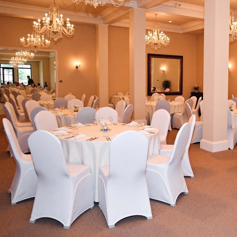 Taittotuolin päälliset joustava elastaanisekoitteinen kangas valkoinen sadan kappaleen pakkaus juhliin