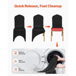 Joustavat spandex tuolinsuojukset 50 kpl musta sopii enintään 560×450×935 mm tuoleihin