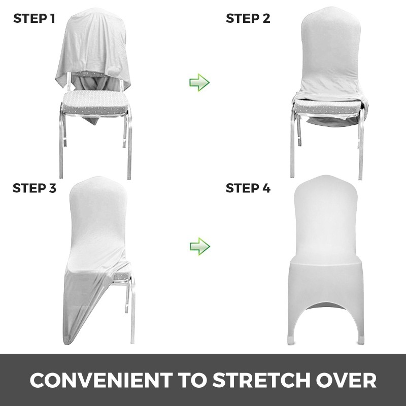 Taittotuolipäälliset 95 % polyesteri 5 % elastaani yleismalli pestävä 50 kpl valkoinen