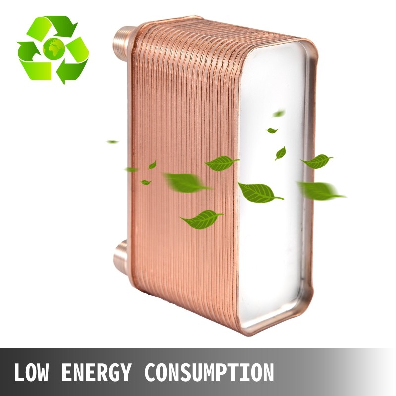 Levylämmönvaihdin juotettu 316L-ruostumattomasta teräksestä 40-levyinen 3/4 tuuman MNPT-liitännöillä