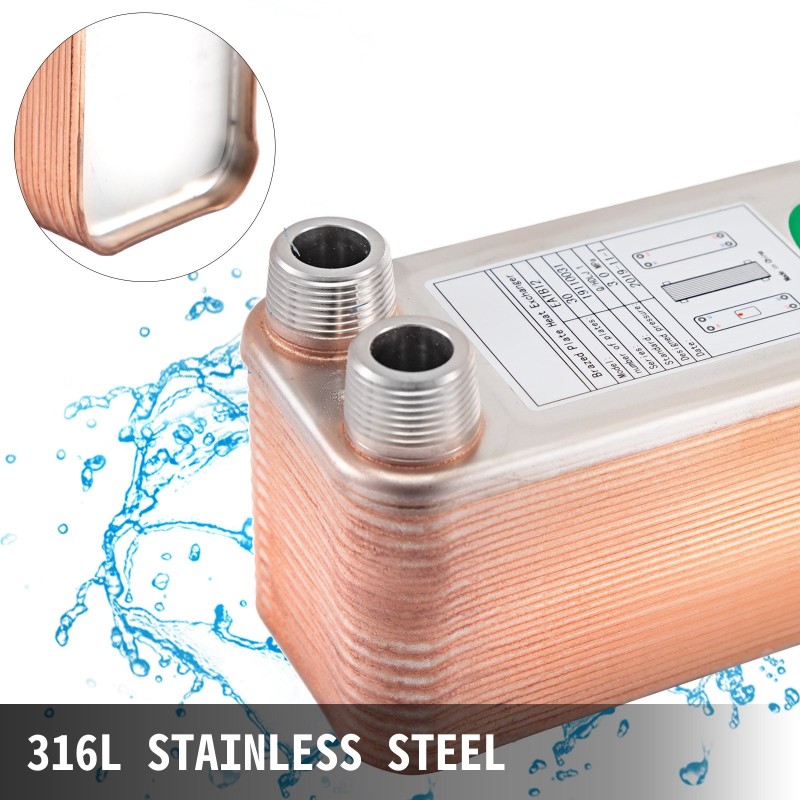 Juotettu levylämmönvaihdin 316L-ruostumatonta terästä 30 levyä 3/4 tuuman liitännöillä