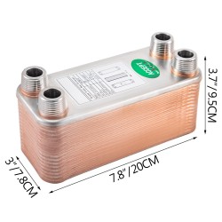 Juotettu levylämmönvaihdin 316L-ruostumatonta terästä 30 levyä 3/4 tuuman liitännöillä