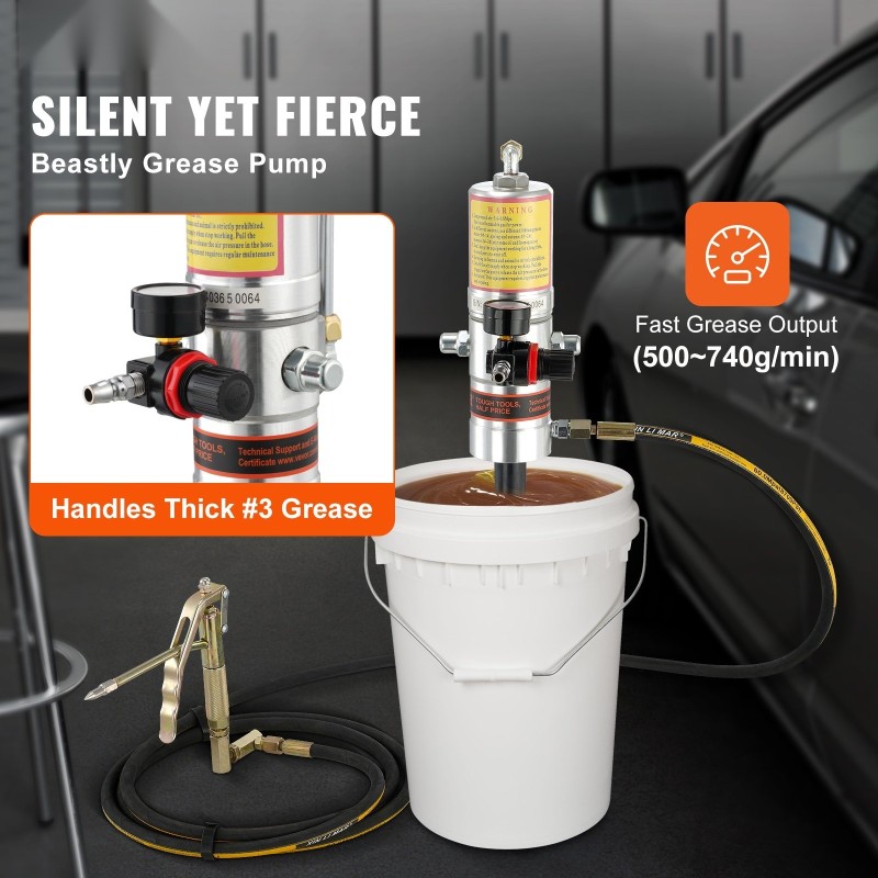 Paineilmakäyttöinen rasvapumppu painevalettu alumiini 50:1 13 jalan letku kääntyvällä pistoolilla