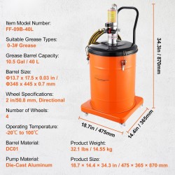 Ilmakäyttöinen rasvapumppu 40 litran terästynnyrillä 4 metrin letku 50:1 paineensuhde