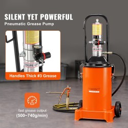 Rasvapumppu teräksinen säiliö 12 l ilmakäyttöinen paineensuhde 50:1 4 m letku pyörillä