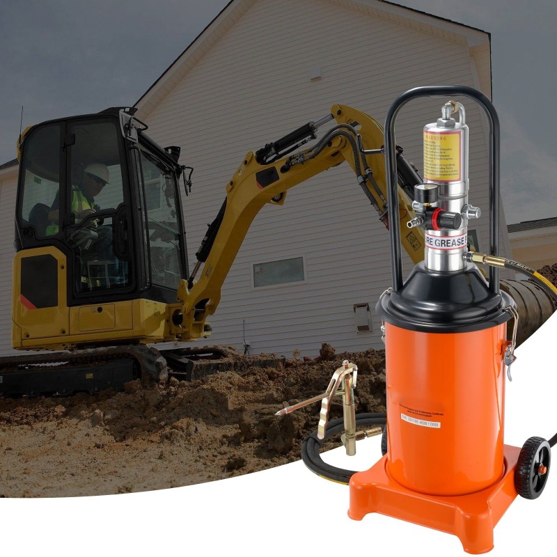 Rasvapumppu teräksinen säiliö 12 l ilmakäyttöinen paineensuhde 50:1 4 m letku pyörillä