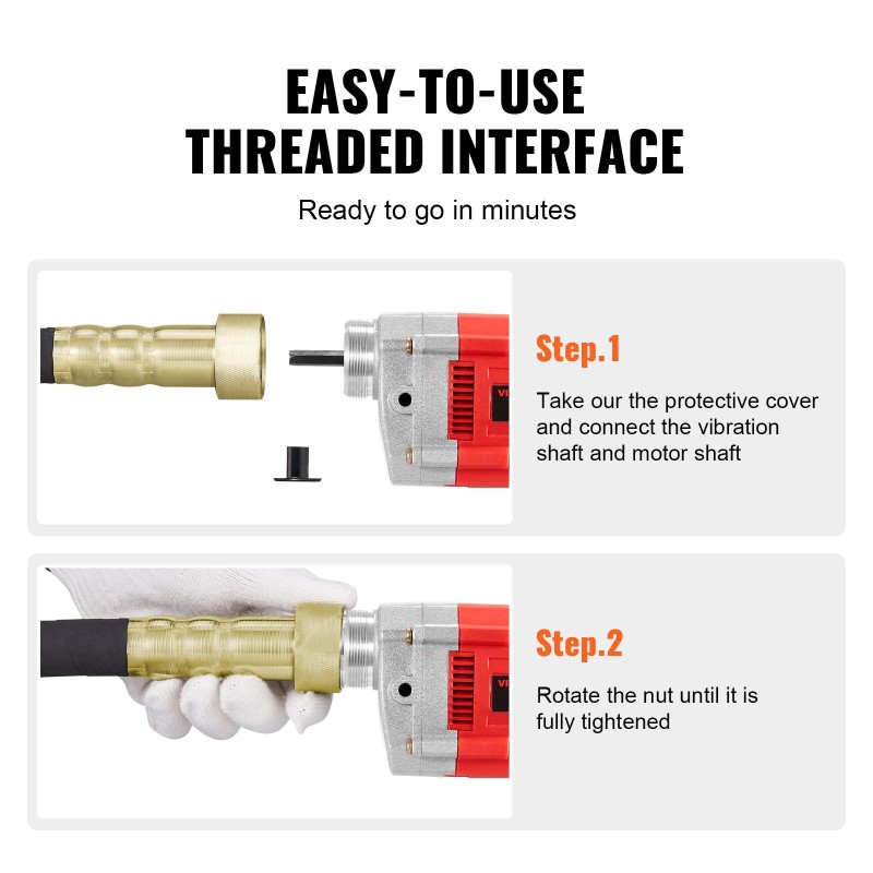 Käsikäyttöinen sähköinen betonivibraattori 800 W 1,5 m akselilla 4000 kierrosta minuutissa