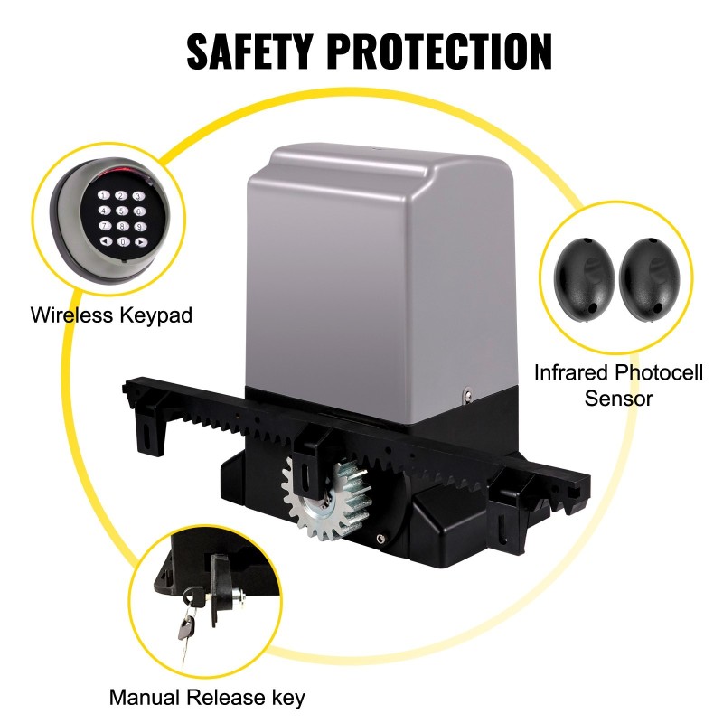 Automaattinen liukuportin avaaja 1800 kg 12 m 4 kaukosäädintä sovellusohjaus