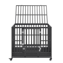 Koiranhäkki galvanoiduista teräsputkista 119×81×99 3 ovea lukittavat pyörät keskikokoisille ja suurille koirille