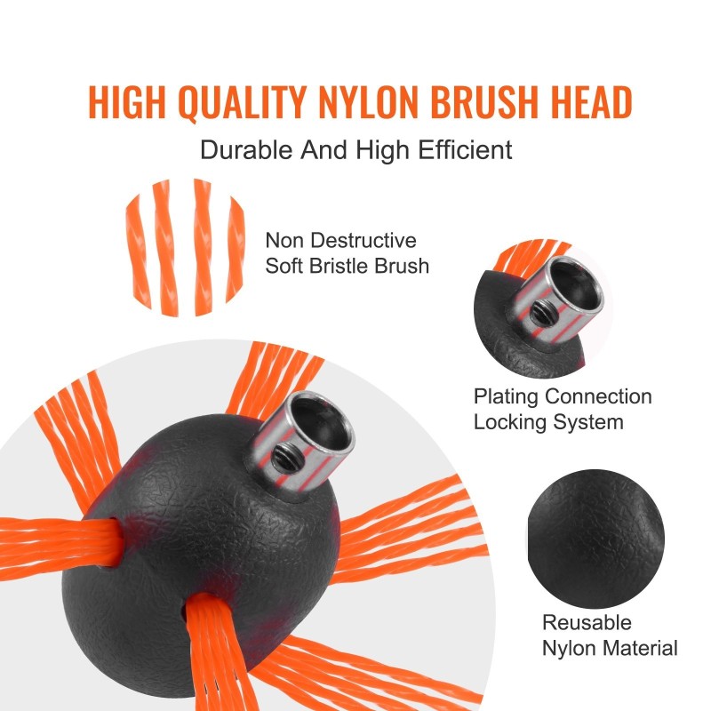 Savupiipun puhdistussarja 7 m nylonvarsilla ergonominen 360 asteen harja