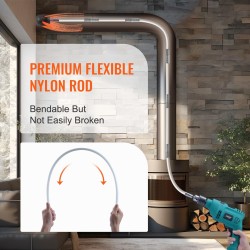 Savupiipun puhdistussarja 7 m nylonvarsilla ergonominen 360 asteen harja