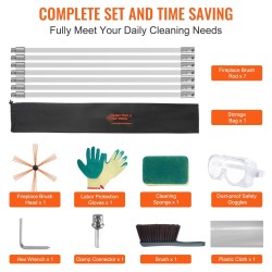 Savupiipun puhdistussarja 7 m nylonvarsilla ergonominen 360 asteen harja