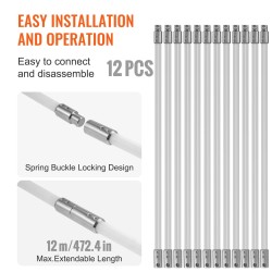 Savupiipun puhdistussarja 12 m 12 nailontangolla ja 360 asteen harjalla