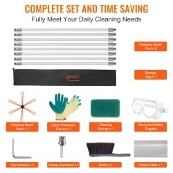 Piipunpuhdistussarja nailonharjalla 8 m kokonaispituus 1 m varret 360 asteen puhdistus