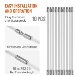 Savupiipun puhdistussetti kymmenen metriä kymmenen vahvistettua nailonvartta pyörivällä harjalla