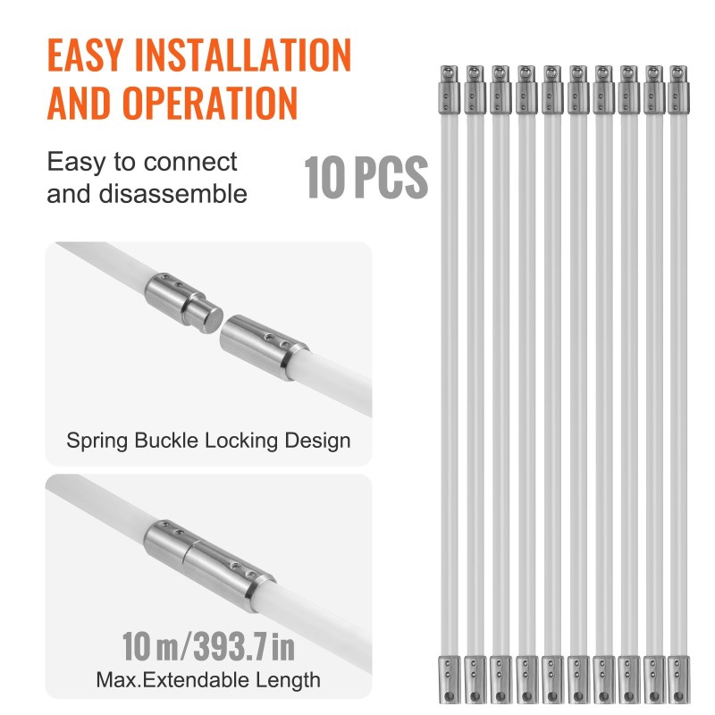 Savupiipun puhdistussetti kymmenen metriä kymmenen vahvistettua nailonvartta pyörivällä harjalla