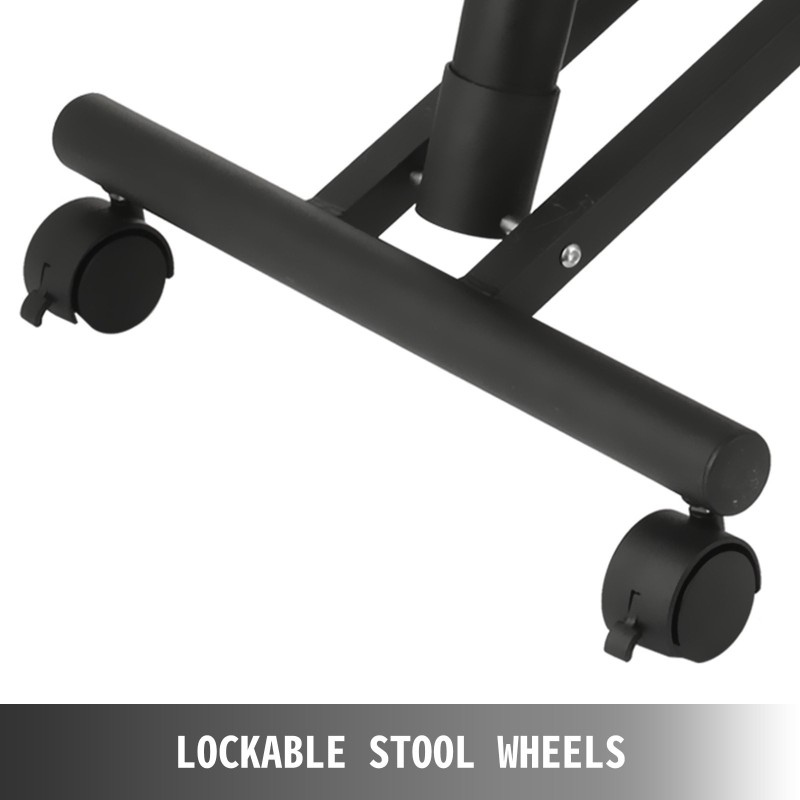 Polvituoli teräsrunko muoviverhoilu vaahtomuovipehmuste korkeussäädettävä musta pyörillä toimistoon