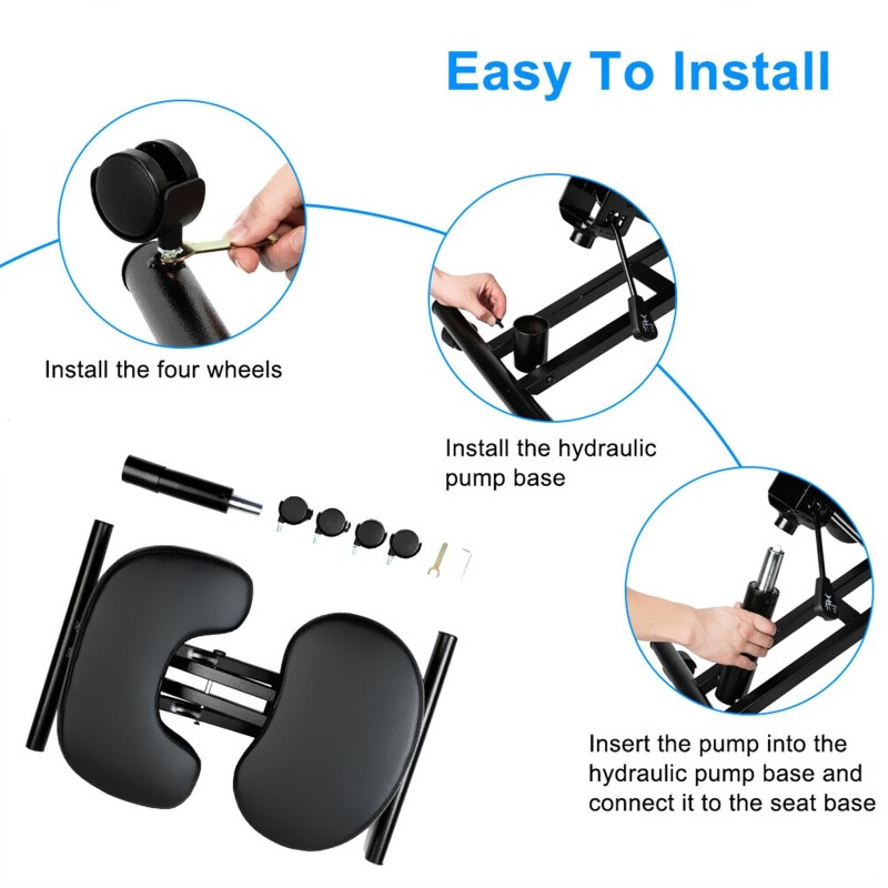 Polvituoli teräsrunko muoviverhoilu vaahtomuovipehmuste korkeussäädettävä musta pyörillä toimistoon