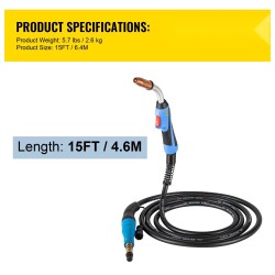 Mig-hitsauspistooli 250 ampeerin 4,6 metrin kaapelilla puhdas kuparijohto