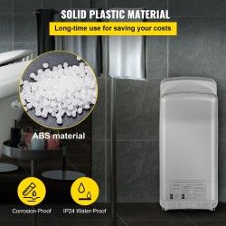 Käsienkuivain pystymallinen ABS-runko 2000 W HEPA-suodatus seinäasennus hopea