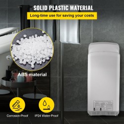 Suihkumallinen käsienkuivain ABS-runko 2000 wattia HEPA-suodatus seinäkiinnitys