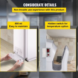 Suihkumallinen käsienkuivain ABS-runko 2000 wattia HEPA-suodatus seinäkiinnitys