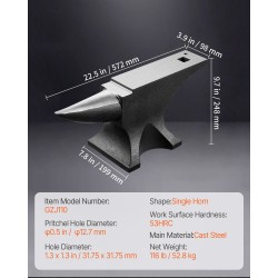 Valuteräsalasin 50 kg yksisarvinen pyöristetty sarvi metallin taivuttamiseen