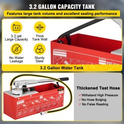 Hydrostaattinen käsikäyttöinen painekoepumppu 60 bar 12 L kolmiyksikköisellä mittarilla R 1/2 liitännällä