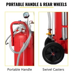 Paineilmakäyttöinen teräsrunkoinen öljynpoistaja 22,7 l säiliöllä 6 imuletkua