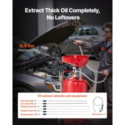 Rautainen 79,5 l jäteöljynkeräyssäiliö pneumaattisella tyhjennyksellä säädettävällä suppilolla ja pyörillä