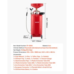 Rautainen 79,5 l jäteöljynkeräyssäiliö pneumaattisella tyhjennyksellä säädettävällä suppilolla ja pyörillä