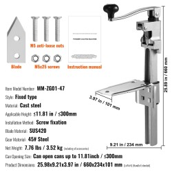 Pöytäkiinnitteinen manuaalinen säilyketölkinavaaja ruostumatonta terästä kaksoisterillä säädettävä jopa 300 millimetriin