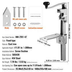 Pöytämallinen tölkinavaaja ruostumattomasta teräksestä kaksoisterillä sopii 300 millimetriä korkeille tölkeille