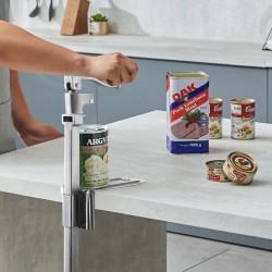 Pöytämallinen manuaalinen säilyketölkinavaaja korkeussäädettävä 300 mm ammattikäyttöön SUS420 terä valurautarunko