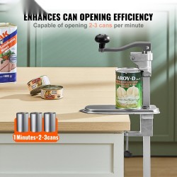 Pöytään asennettava manuaalinen tölkinavaaja ammattikäyttöön valurautainen runko ruostumaton teräs 300 mm