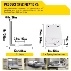 Pystysuuntainen kaappisängyn jousimekanismisarja rauta ja ruostumaton teräs 9 jousella sopii 1,2–1,8 m