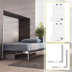 Vaakasuuntainen seinäsängyn jousimekanismi sarja rauta ja ruostumaton teräs valkoinen 0,9–1,2 m