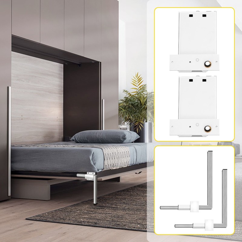 Vaakasuuntainen seinäsängyn jousimekanismi sarja rauta ja ruostumaton teräs valkoinen 0,9–1,2 m