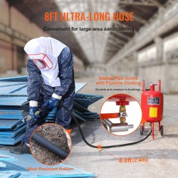 Painehiekkapuhallin 40 l säiliö öljyvesierotin keraamiset suuttimet 2,5 m kumiletku kumipyörät