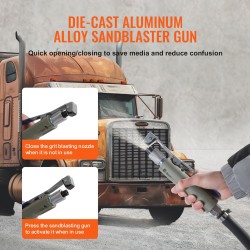 Paineellinen hiekkapuhallin 75,7 litraa 60–110 PSI alumiinipistoolilla mukana 4 keraamista suutinta