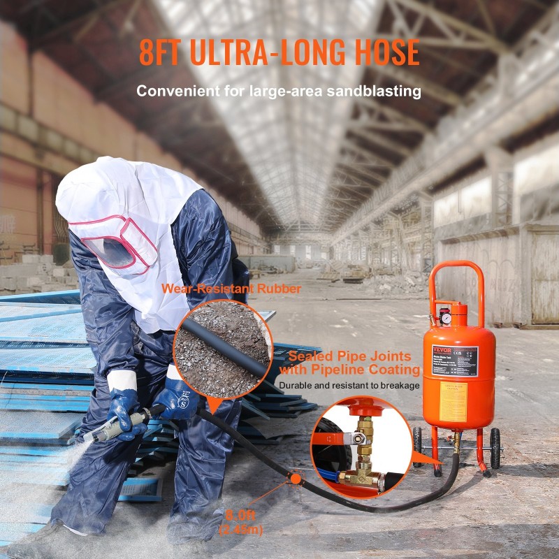 Painehiekkapuhallin 18,9 l säiliöllä 60–110 PSI öljy-vesierotin alumiinipistooli 4 keraamista suutinta