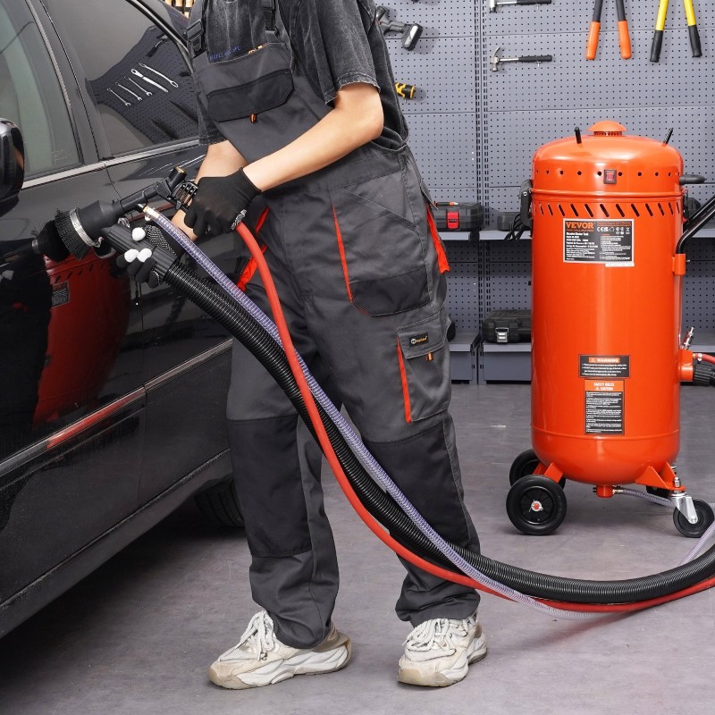 106 litran pölytön hiekkapuhallin 1200 watin tyhjiöjärjestelmällä terässäiliö