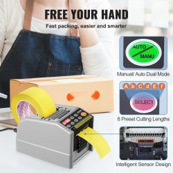 Automaattinen teippileikkuri antistaattinen ABS 6–60 mm leveys käsikäyttöinen ja automaattinen 6 muistipaikkaa