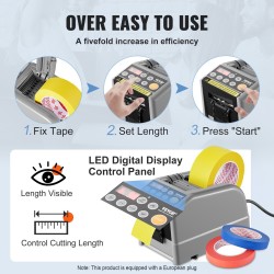 Automaattinen teippileikkuri antistaattinen ABS 6–60 mm leveys käsikäyttöinen ja automaattinen 6 muistipaikkaa