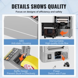 Automaattinen teippileikkuri antistaattinen ABS 6–60 mm leveys käsikäyttöinen ja automaattinen 6 muistipaikkaa