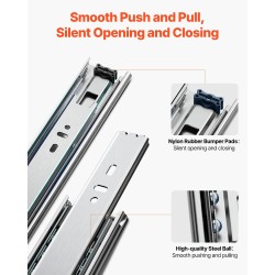 Sivukiinnitteiset hiiliteräksiset laatikkokiskot 600 mm 10 paria täyspitkä ulosveto 45 kg kantavuus