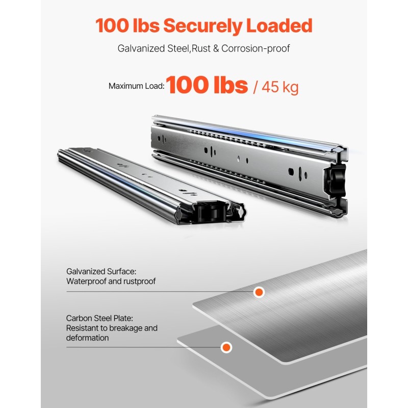 Laatikkokiskot hiiliterästä 18 tuumaa 10 paria 45 kilogramman kantavuus sivukiinnitys